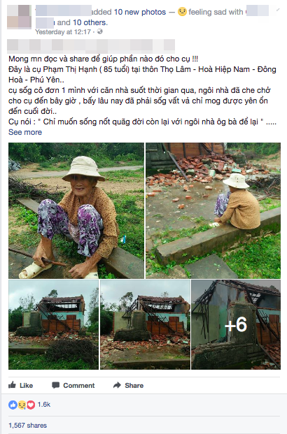 buc anh khien nhieu nguoi xot xa cu ba neo don ngoi that than truoc can nha bi do sap o phu yen sau con bao so 12