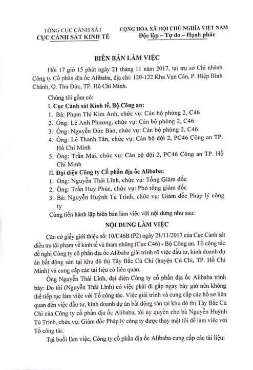 dia oc alibaba da khai gi voi co quan dieu tra thuoc bo cong an