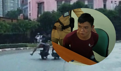 csgt bat nong doi tuong nhiem hiv cuop tai san cua thieu nu di duong