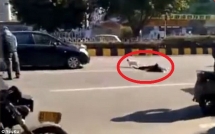 video nam thanh nien dau tran lao nhu bay ra giua nut giao bi xe tai cuon vao gam tu vong