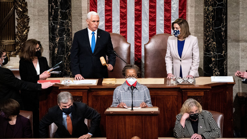 After a pro-Trump mob stormed the Capitol on Wednesday, the Senate and House voted early Thursday to certify Joseph R. Biden Jr. as winner of the 2020 presidential election. 4517 bi