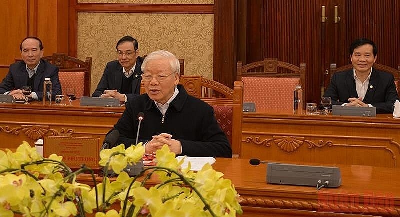 Party General Secretary Nguyen Phu Trong speaking at the meeting. Party General Secretary Nguyen Phu Trong speaking at the meeting.