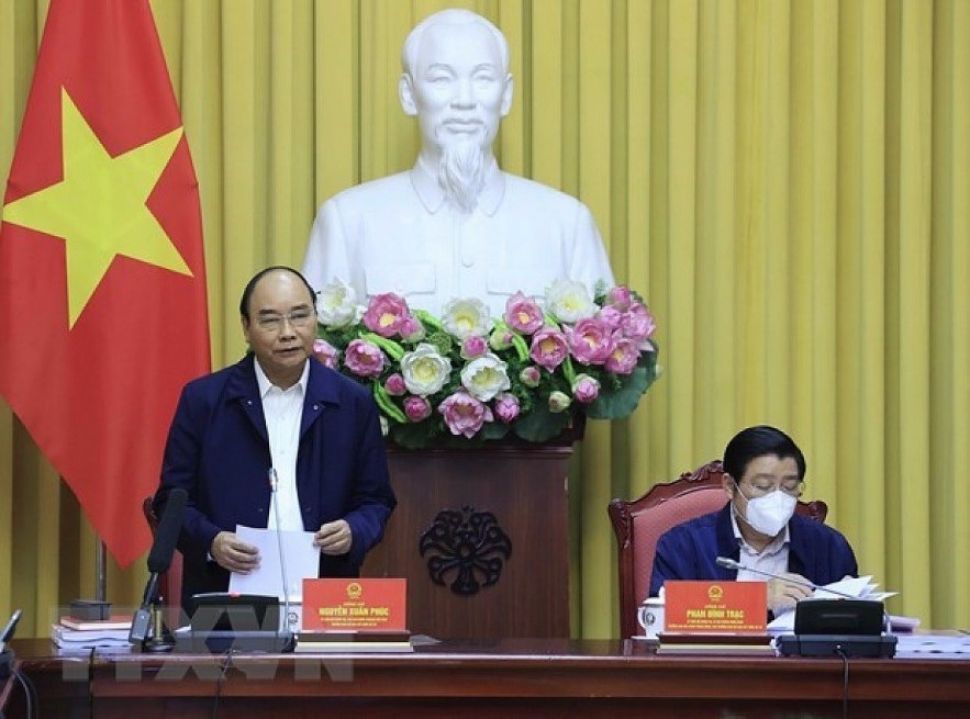 President Nguyen Xuan Phuc speaks at the working session. (Photo: VNA) President Nguyen Xuan Phuc speaks at the working session. (Photo: VNA)