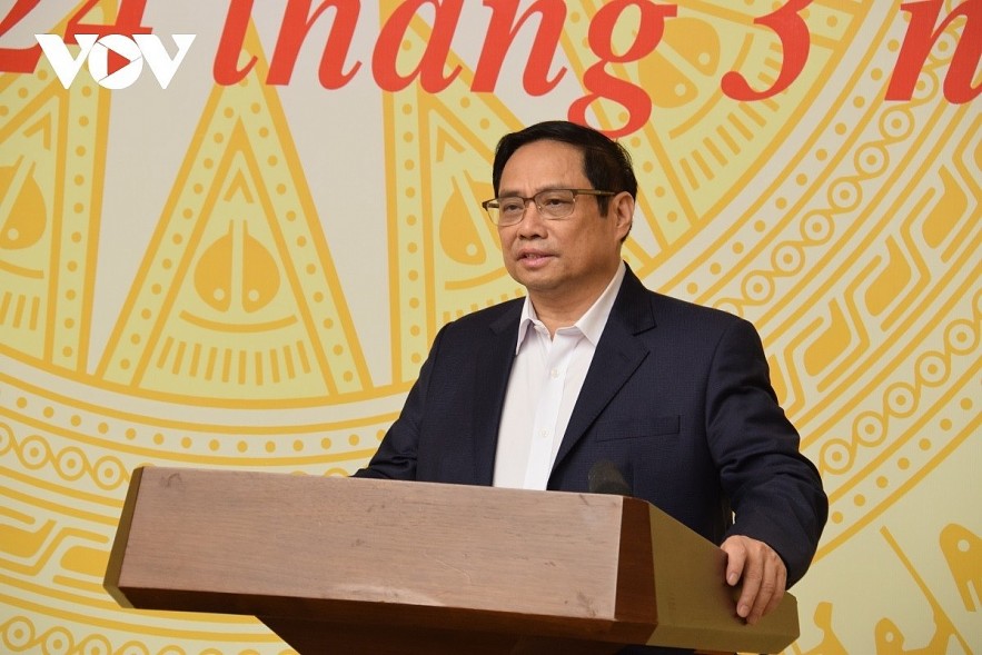 PM Pham Minh Chinh addresses the conference in Hanoi. PM Pham Minh Chinh addresses the conference in Hanoi.