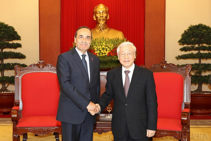 General Secretary of the Communist Party of Vietnam Nguyên Phu Trong received Speaker of the House of Representatives of Morocco Habib El Malki, on an official visit to Vietnam (Hanoi, 19 December 2017). General Secretary of the Communist Party of Vietnam Nguyên Phu Trong received Speaker of the House of Representatives of Morocco Habib El Malki, on an official visit to Vietnam (Hanoi, 19 December 2017).