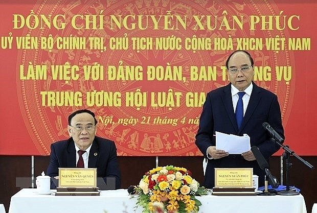 President Nguyen Xuan Phuc speaks at the working session. (Photo: VNA) President Nguyen Xuan Phuc speaks at the working session. (Photo: VNA)
