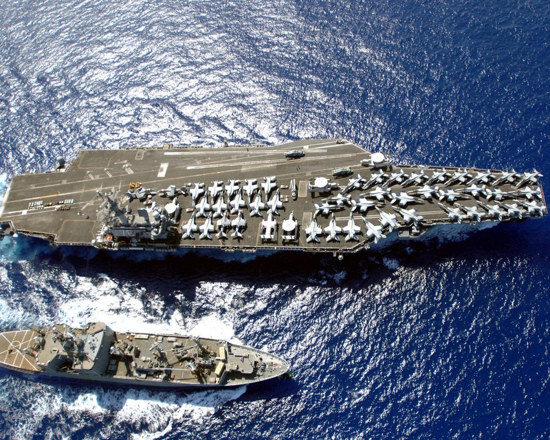 The USS Ronald Reagan aircraft carrier combat group moves in the South China Sea in August 2019. Photo: HAN QUAN MY 3817 us china1