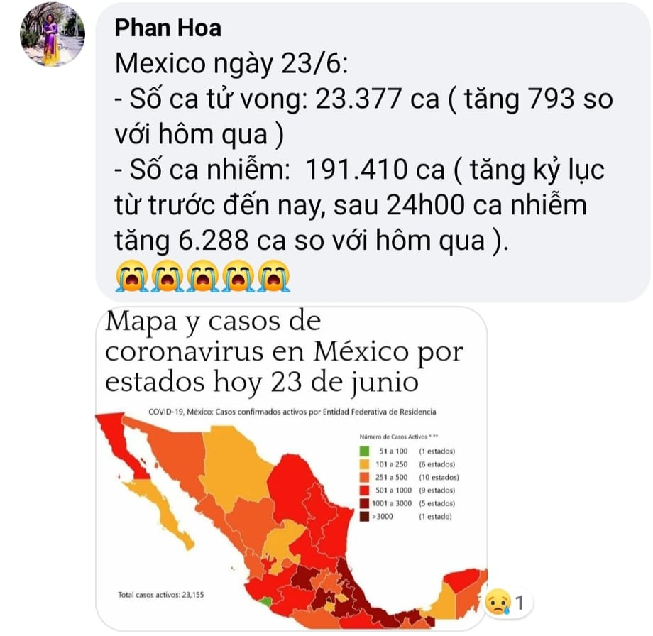Secretary Phan Hoa always updated the situation of COVID-19 in Mexico on his personal Facebook page. 5738 dip1