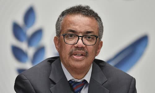 WHO Director-General Tedros Adhanom Ghebreyesus at a meeting in Switzerland, July 3 Photo: Reuters. 0441 who