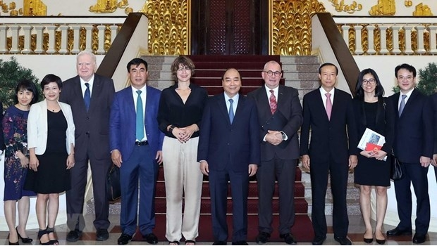 Prime Minister Nguyen Xuan Phuc on September 16 hosted a reception for Dutch and Belgian Ambassadors, Elsbeth Akkerman and Paul Jansen, along with EU investors. (Photo: VNA 1554 eu