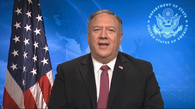 Secretary of State Mike Pompeo speaking from afar 4026 us4