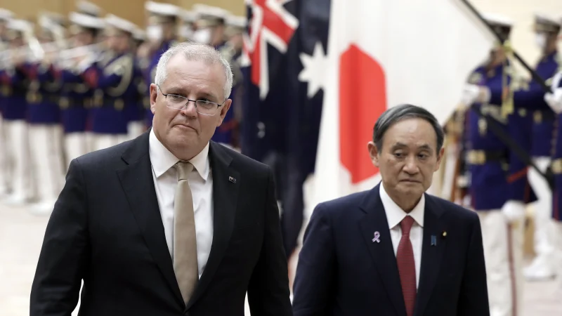 Australia and Japan have signed a new defence pact.CREDIT:AP 2822 auja3