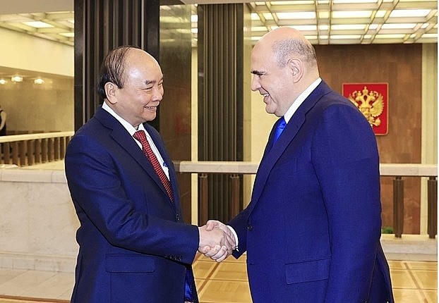 President Nguyen Xuan Phuc (L) and Russian Prime Minister Mikhail Mishustin during their meeting in Moscow on December 1 as part of the former's official visit to Russia. (Photo: VNA) President Nguyen Xuan Phuc (L) and Russian Prime Minister Mikhail Mishustin during their meeting in Moscow on December 1 as part of the former's official visit to Russia. (Photo: VNA)