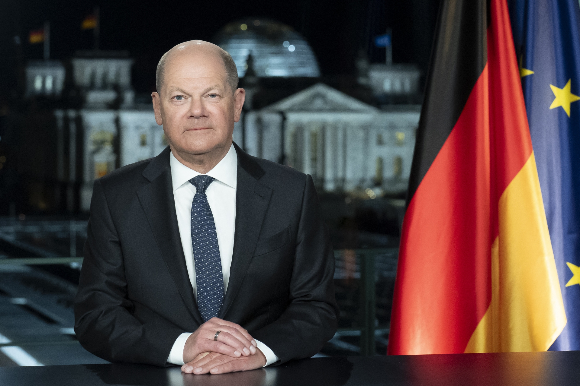当地时间2023年12月31日,德国总理朔尔茨发表新年致辞。 当地时间2023年12月31日,德国总理朔尔茨发表新年致辞。