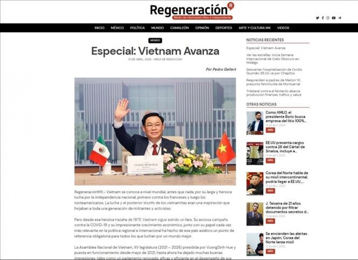 墨西哥媒体密集报道越南国会主席王廷惠访问拉美的信息。 墨西哥媒体密集报道越南国会主席王廷惠访问拉美的信息。