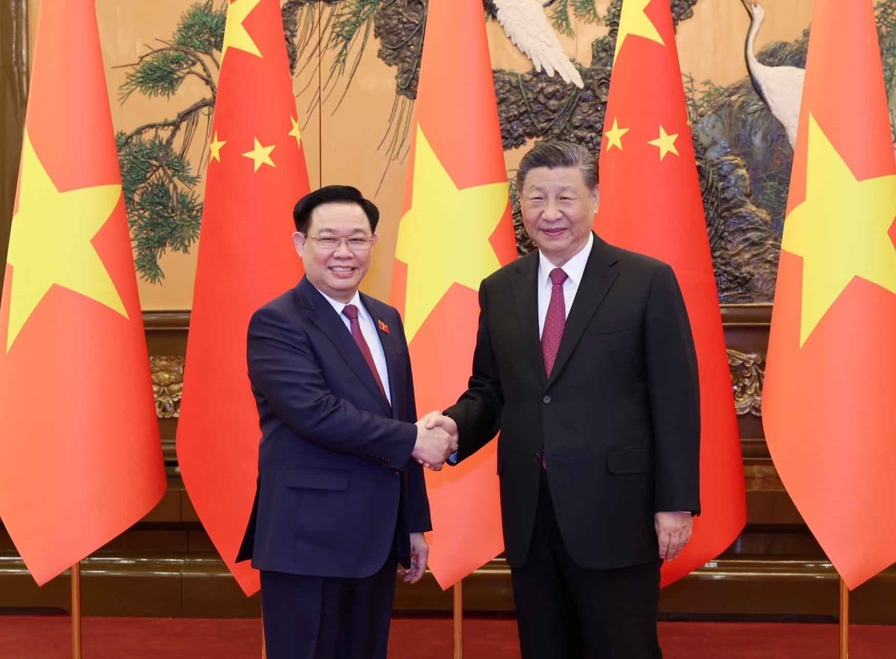 越南国会主席王廷惠会见中共中央总书记、中国国家主席习近平。