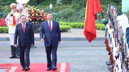 越共中央总书记苏林主持仪式 欢迎中共中央总书记、中国国家主席习近平到访