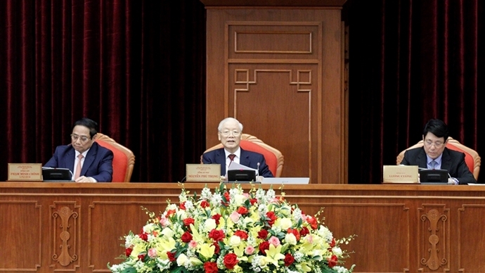越共中央总书记阮富仲主持召开主要领导人会议。 越共中央总书记阮富仲主持召开主要领导人会议。