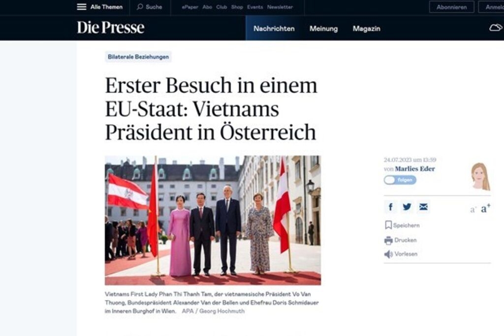 diepresse.com奥地利网站报道武文赏主席此次访问。 diepresse.com奥地利网站报道武文赏主席此次访问。