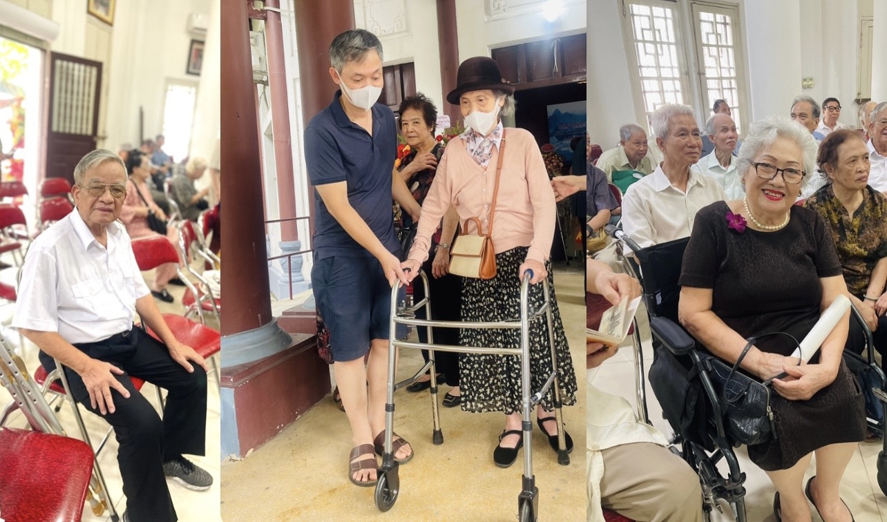 前学生现在已经80多岁了,有很多人身体不好、走路有困难,但仍然尽力来参加。 前学生现在已经80多岁了,有很多人身体不好、走路有困难,但仍然尽力来参加。