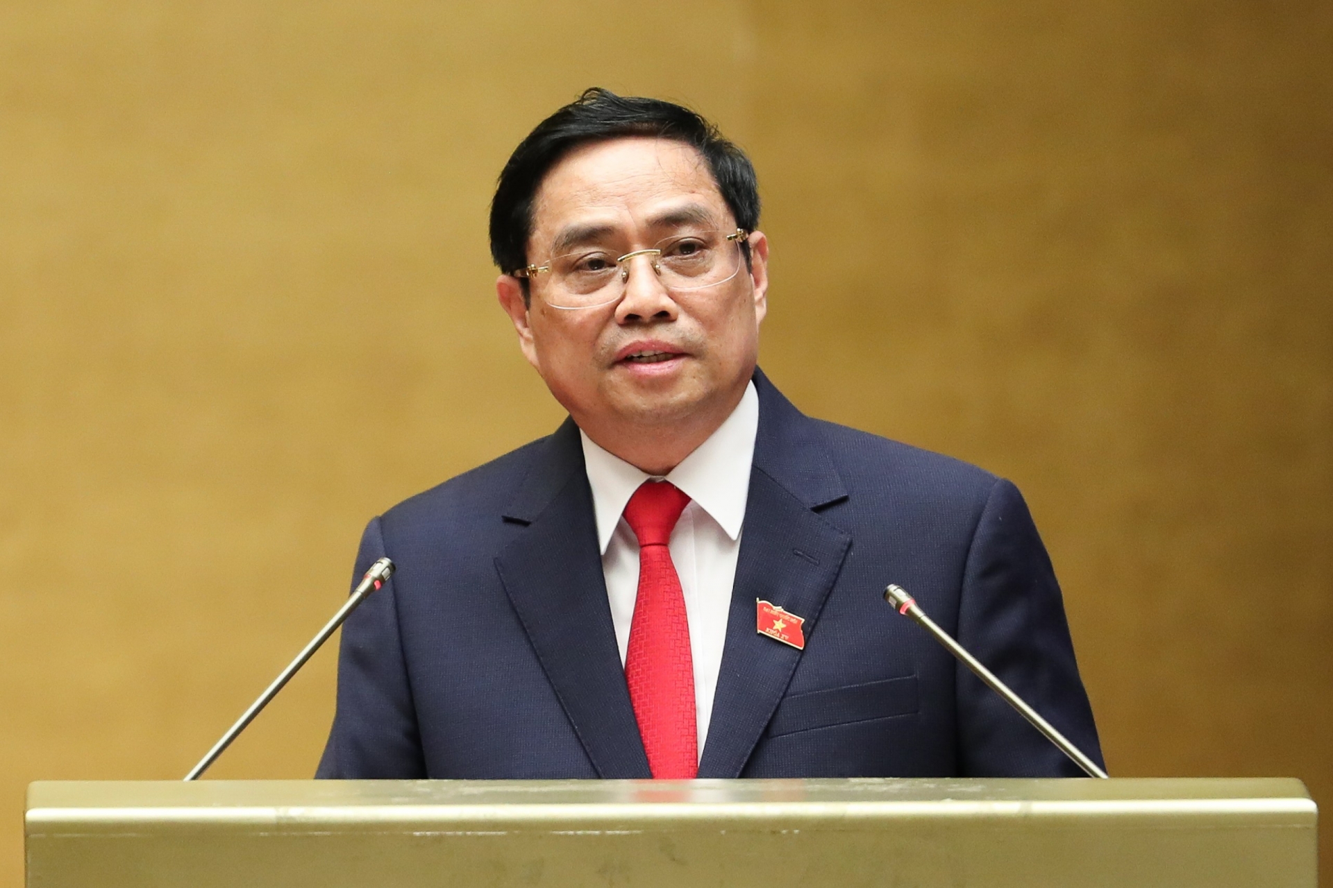 越南政府总理范明政在会上发表讲话。图自互联网 越南政府总理范明政在会上发表讲话。图自互联网