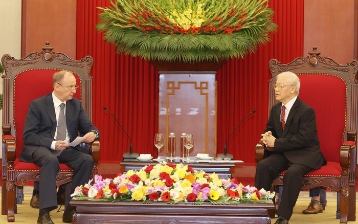 越共中央总书记阮富仲会见德国总理奥拉夫·朔尔茨.图自越通社 越共中央总书记阮富仲会见德国总理奥拉夫·朔尔茨.图自越通社