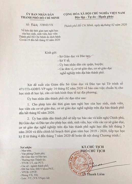 Tin tức trong ngày 16/2: TP.HCM kiến nghị cho học sinh, sinh viên nghỉ học hết tháng 3 tin tuc trong ngay 162 tphcm kien nghi cho hoc sinh sinh vien nghi hoc het thang 3