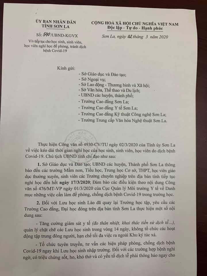 Sau 1 ngày đi học, Sơn La cho học sinh nghỉ thêm 2 tuần phòng dịch Covid-19 sau 1 ngay di hoc son la cho hoc sinh nghi them 2 tuan phong dich covid 19