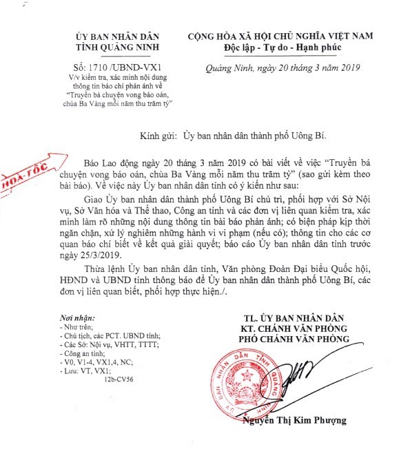 Vụ "vong báo oán" chùa Ba Vàng: Bộ trưởng VHTTDL chỉ đạo làm rõ vu vong bao oan chua ba vang bo truong vhttdl chi dao lam ro