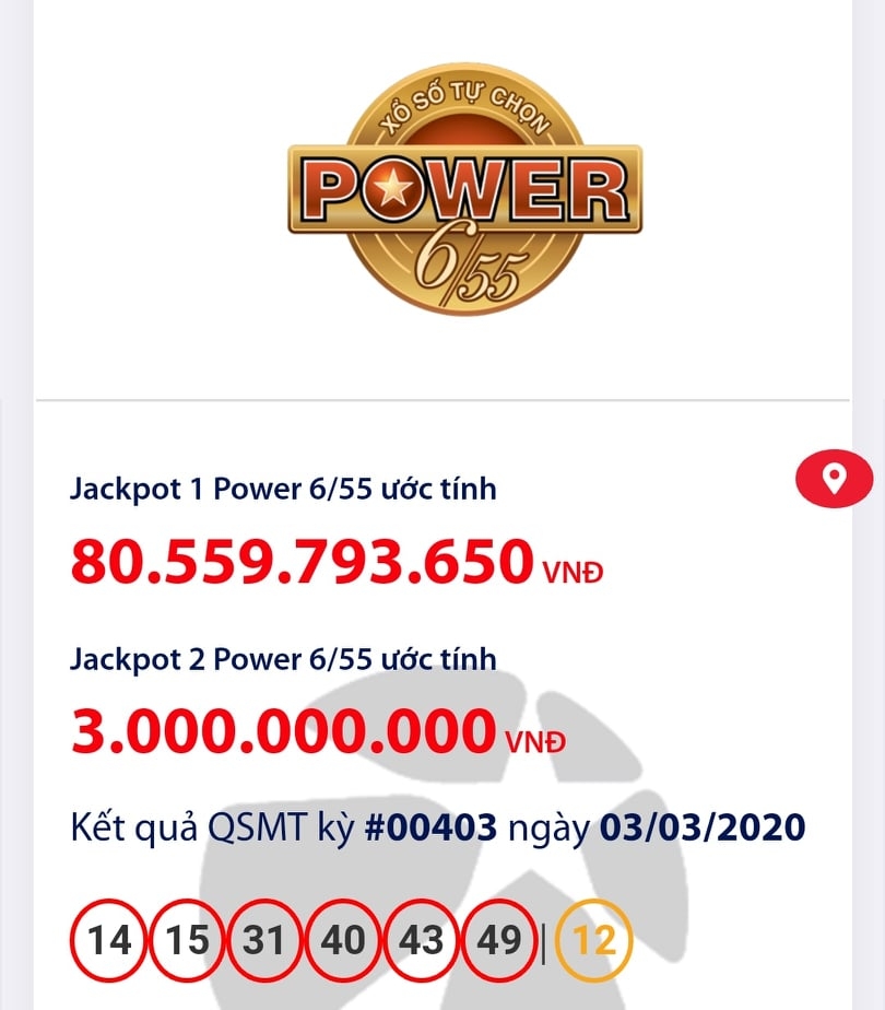 Kết quả xổ số Vietlott Power 6/45 tối ngày 3/3/2020 mới nhất: Hơn 79 tỉ đồng đã tìm thấy chủ? ket qua xo so vietlott power 645 toi ngay 332020 moi nhat hon 79 ti dong da tim thay chu