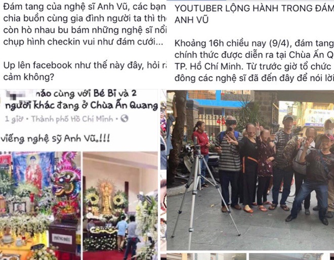 Cười cợt chụp ảnh tại đám tang nghệ sĩ Anh Vũ: Người trẻ phẫn nộ cuoi cot chup anh tai dam tang nghe si anh vu nguoi tre phan no