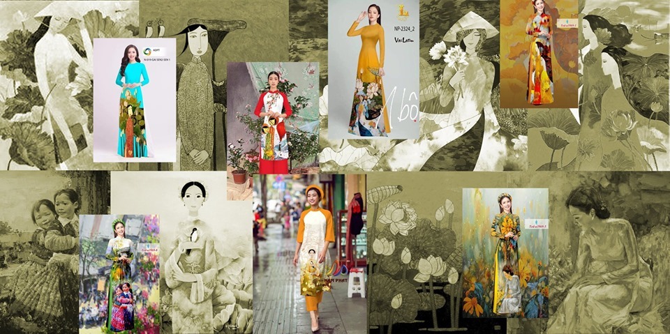 Vi phạm bản quyền tranh in lên áo dài: Của chùa hay hàng chợ? vi pham ban quyen tranh in len ao dai cua chua hay hang cho