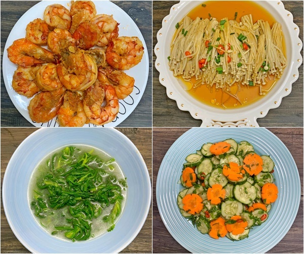 Món ngon dễ làm: Tôm rim và nấm kim châm hấp xì dầu hom nay an gi tom rim va nam kim cham hap xi dau
