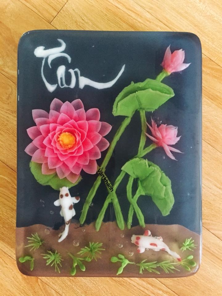 “Vườn hoa đặc biệt” của người phụ nữ mê vẽ tranh 3D trên thạch rau câu vuon hoa dac biet cua nguoi phu nu me ve tranh 3d tren thach rau cau