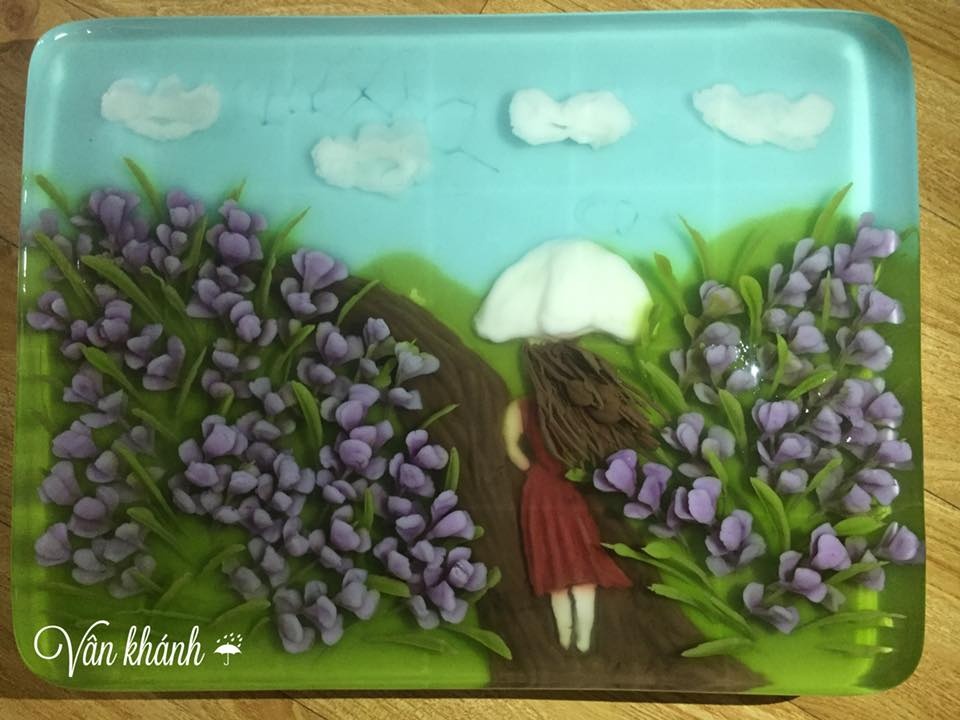 “Vườn hoa đặc biệt” của người phụ nữ mê vẽ tranh 3D trên thạch rau câu vuon hoa dac biet cua nguoi phu nu me ve tranh 3d tren thach rau cau