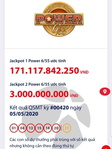 Kết quả xổ số Vietlott Power 6/55 tối ngày 5/5/2020: Vị khách nào vừa trúng hơn 167 tỉ đồng? ket qua xo so vietlott power 655 toi ngay 552020 vi khach nao vua trung hon 167 ti dong
