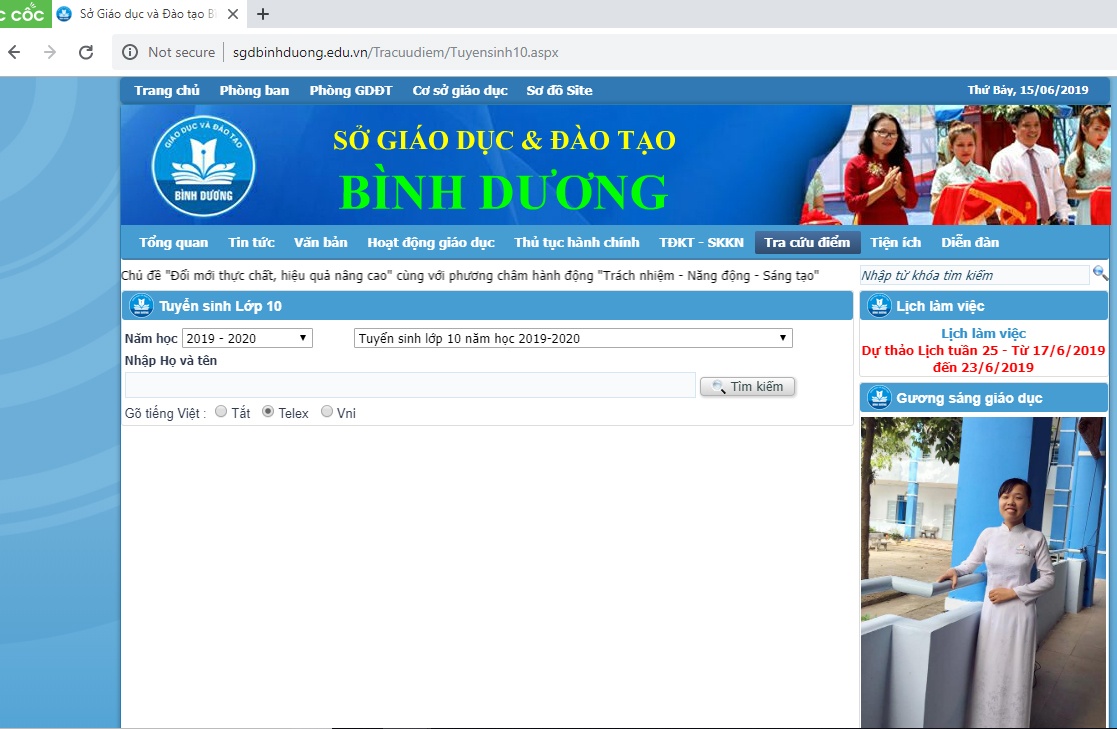 Tra cứu điểm thi lớp 10 Bình Dương năm 2019 tra cuu diem thi tuyen sinh lop 10 binh duong nam 2019