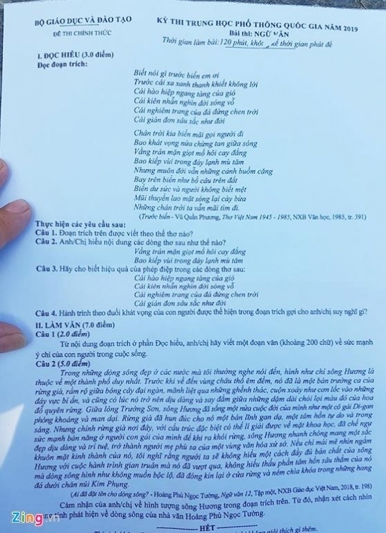 Đề thi Ngữ Văn 2019 hỏi về "Ai đã đặt tên cho dòng sông" de thi ngu van 2019 hoi ve ai da dat ten cho dong song