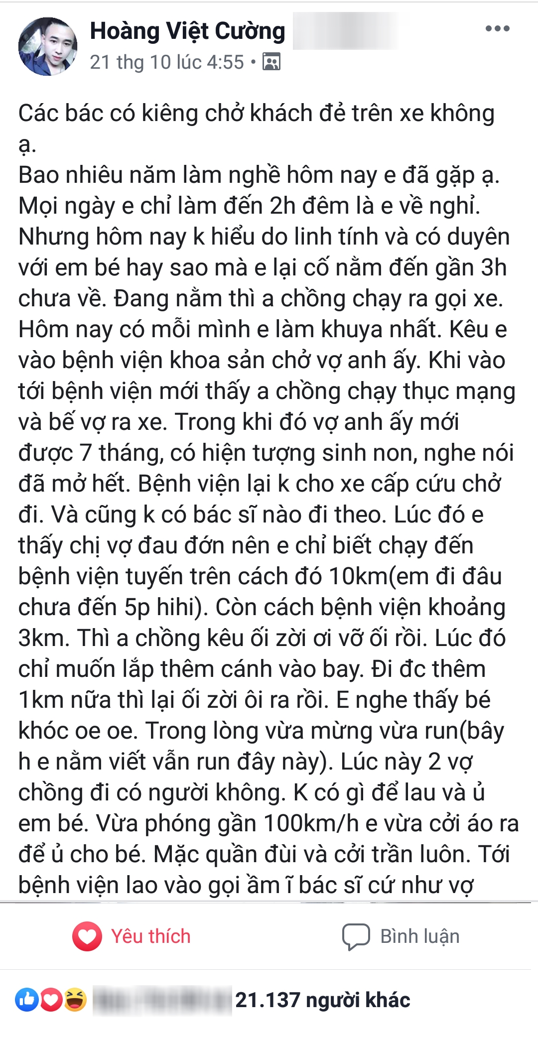 3 giờ sáng chở sản phụ cấp cứu, tài xế nhận hàng nghìn lời cảm ơn từ cộng đồng mạng 3 gio sang cho san phu cap cuu tai xe nhan hang nghin loi cam on tu cong dong mang