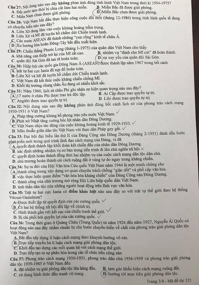 Gợi ý đáp án môn Lịch sử mã đề thi 321 tốt nghiệp THPT quốc gia 2020 goi y dap an mon lich su ma de thi 001 tot nghiep thpt quoc gia 2020