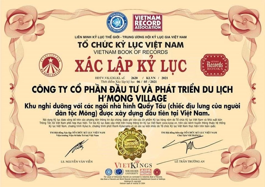 Resort’ sling-shaped houses of H'mong ethnic group set Vietnamese record, with video Resort’ sling-shaped houses of H'mong ethnic group set Vietnamese record, with video