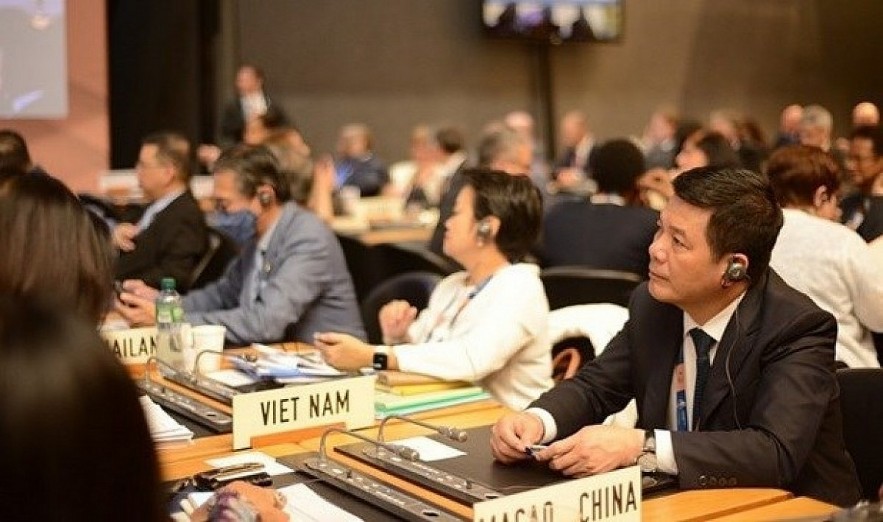 Minister of Industry and Trade Nguyen Hong Dien at the event. Photo: VNA Minister of Industry and Trade Nguyen Hong Dien at the event. Photo: VNA