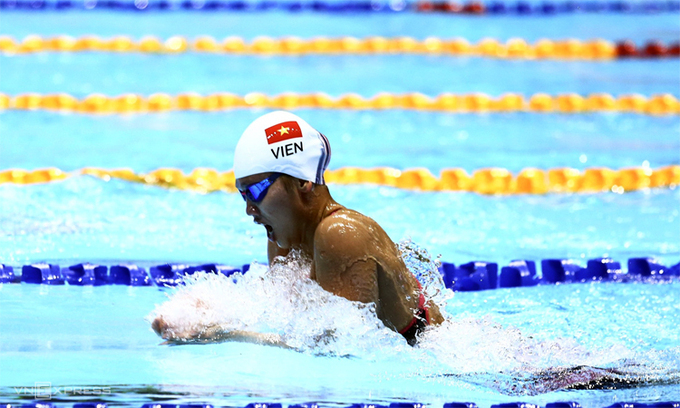 Swimmer Nguyen Thi Anh Vien at SEA Games 30 in 2019. Photo by VnExpress/Pham Duong. Swimmer Nguyen Thi Anh Vien at SEA Games 30 in 2019. Photo by VnExpress/Pham Duong.