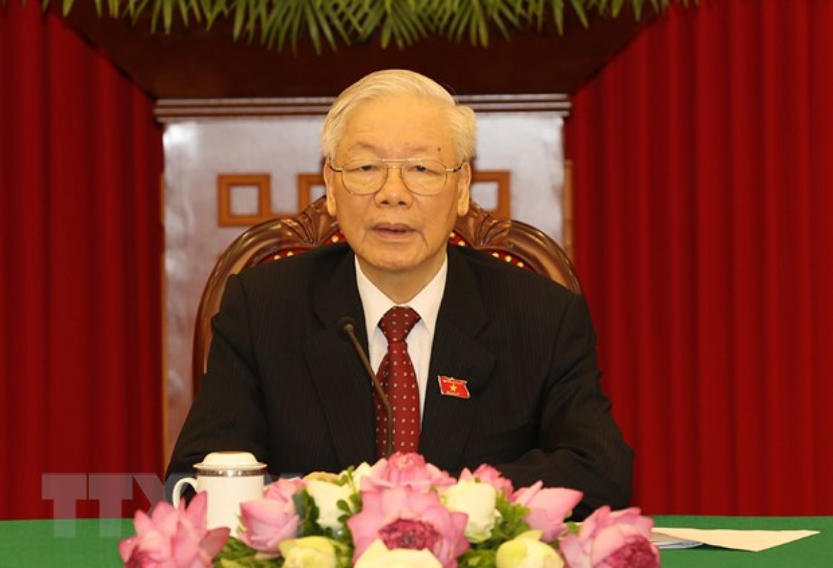 Party General Secretary Nguyen Phu Trong holds phone talks with First Secretary of the Communist Party of Cuba (CPC) Central Committee and President of Cuba Miguel Díaz-Canel Bermudez. Photo: VNA