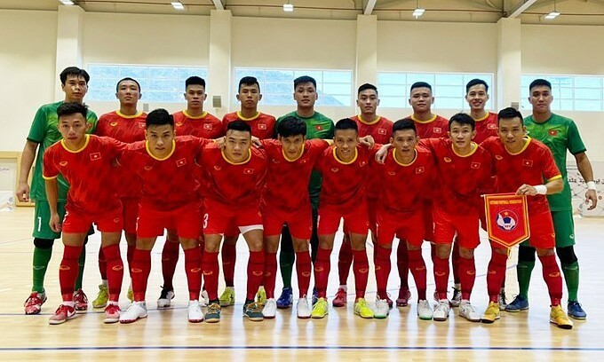 The Vietnam national futsal team that played Iraq in a friendly on May 17, 2021. Photo: Vietnam Football Federation The Vietnam national futsal team that played Iraq in a friendly on May 17, 2021. Photo: Vietnam Football Federation
