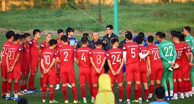 At a training session of the national men's football team. Photo: VNA At a training session of the national men's football team. Photo: VNA