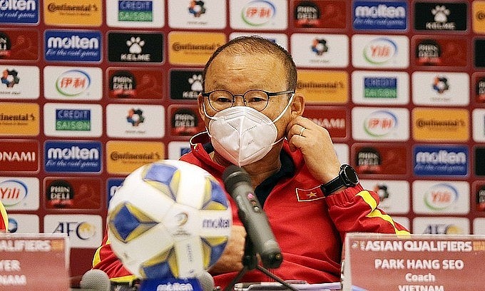 Coach Park Hang-seo speaks at the conference before the World Cup qualifier between Vietnam and Japan, Hanoi, November 10, 2021. Photo: VnExpres Coach Park Hang-seo speaks at the conference before the World Cup qualifier between Vietnam and Japan, Hanoi, November 10, 2021. Photo: VnExpres