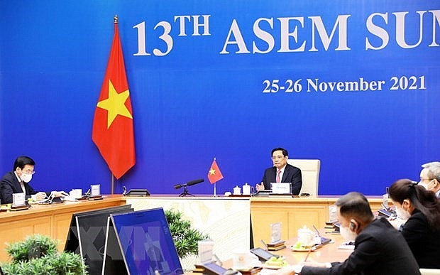 Prime Minister Pham Minh Chinh speaks at the 13th ASEM Summit. Photo: VNA Prime Minister Pham Minh Chinh speaks at the 13th ASEM Summit. Photo: VNA