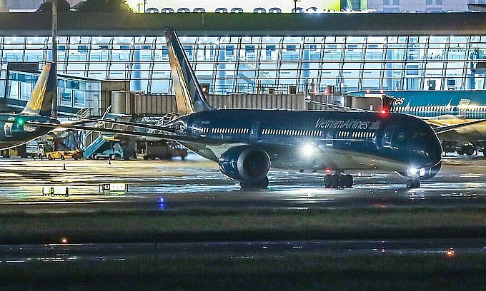 The HCMC-San Francisco flight takes off from Tan Son Nhat Airport on November 28, 2021. Photo: Vietnam Airlines The HCMC-San Francisco flight takes off from Tan Son Nhat Airport on November 28, 2021. Photo: Vietnam Airlines