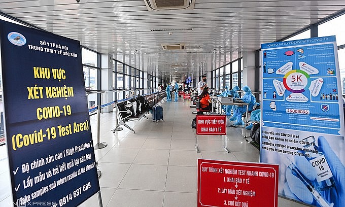 A Covid-19 testing area at Hanoi's Noi Bai Airport, July 2021. Photo: VnExpress A Covid-19 testing area at Hanoi's Noi Bai Airport, July 2021. Photo: VnExpress